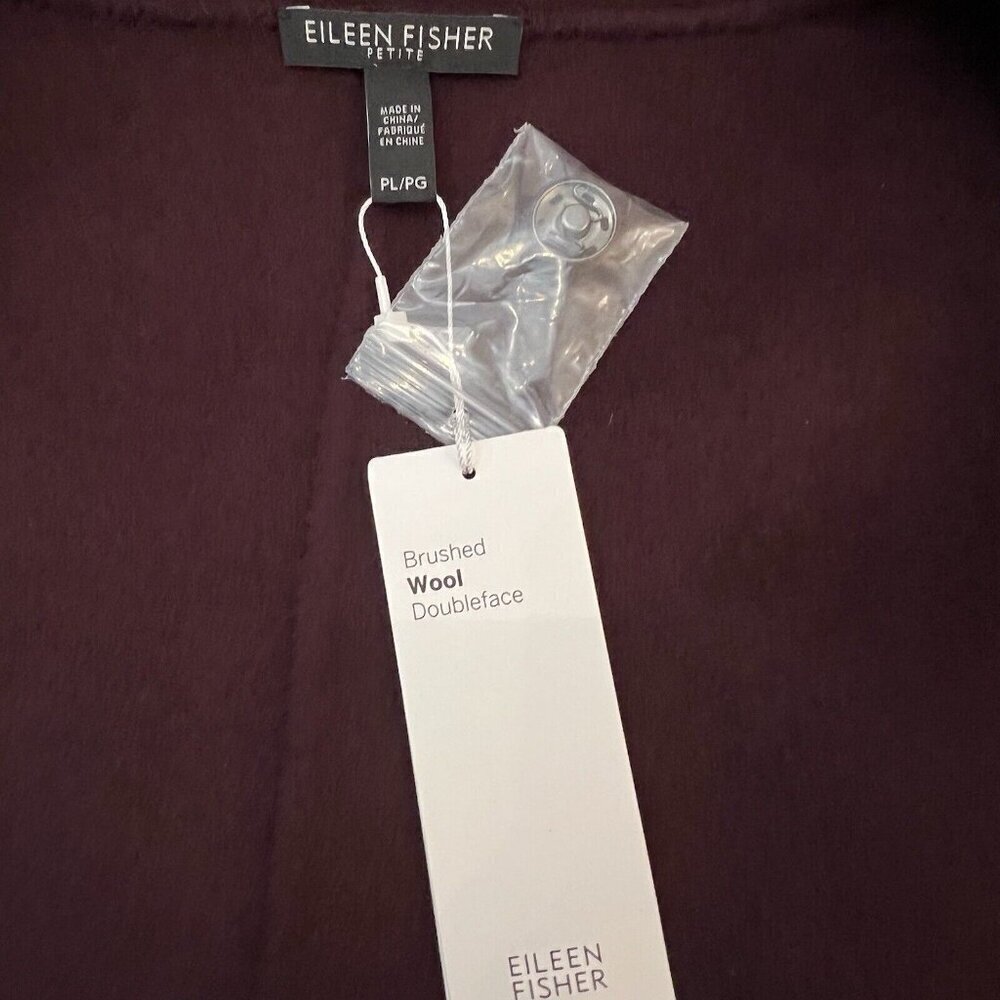 Eileen Fisher Brushed Wool Stand Collar Doubleface Boxy Coat Petite Large Cassis - Picture 4 of 9